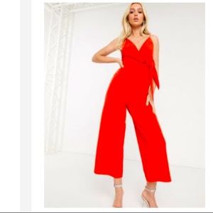 Orange/red Skinny strap jumpsuit